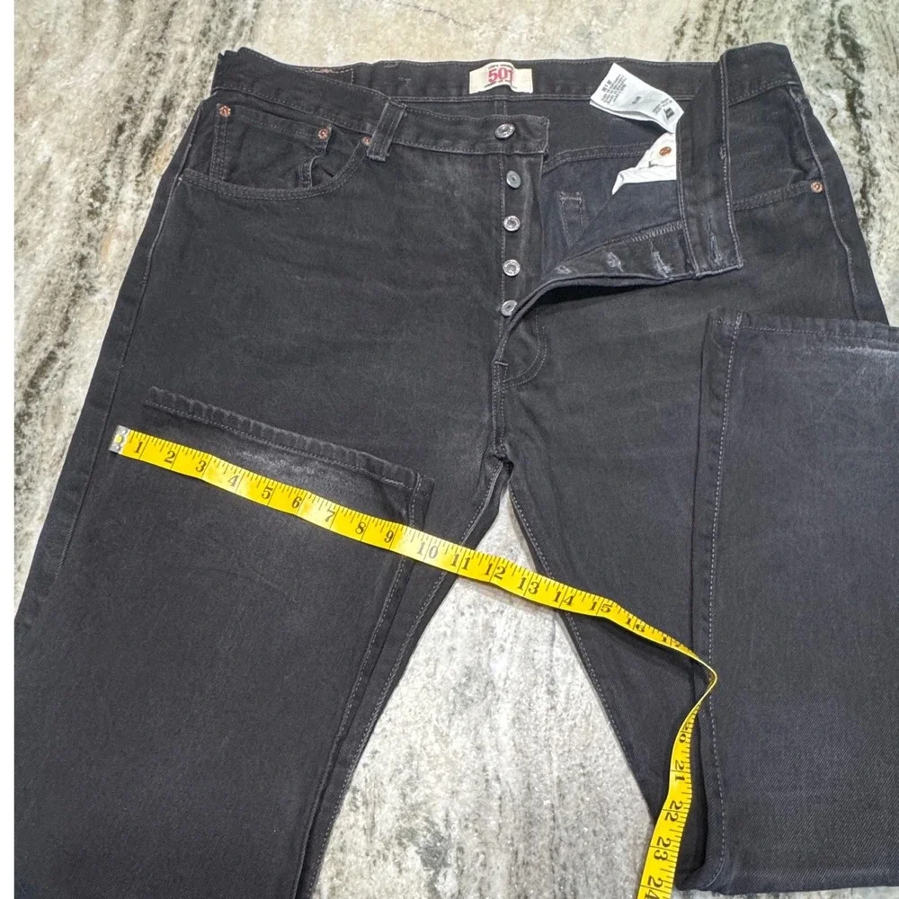 Levi's 501 Jeans Mens 38x30 Original Straight Leg Button Fly Black Denim